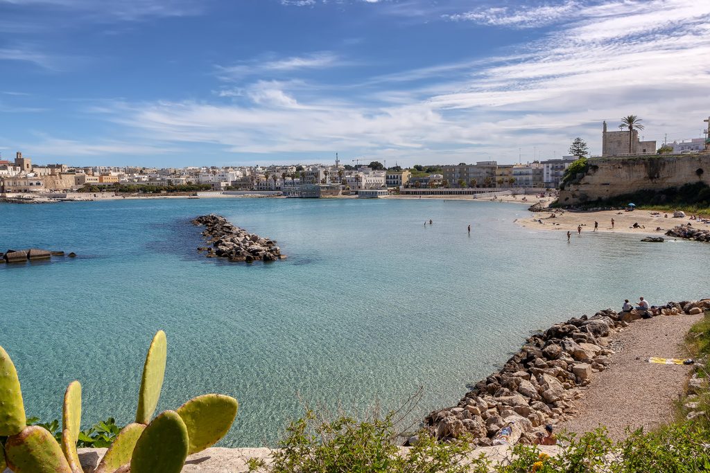 Spiaggia di Otranto con pianta di fico sulla sinistra ripresa durante le vacanze a Otranto